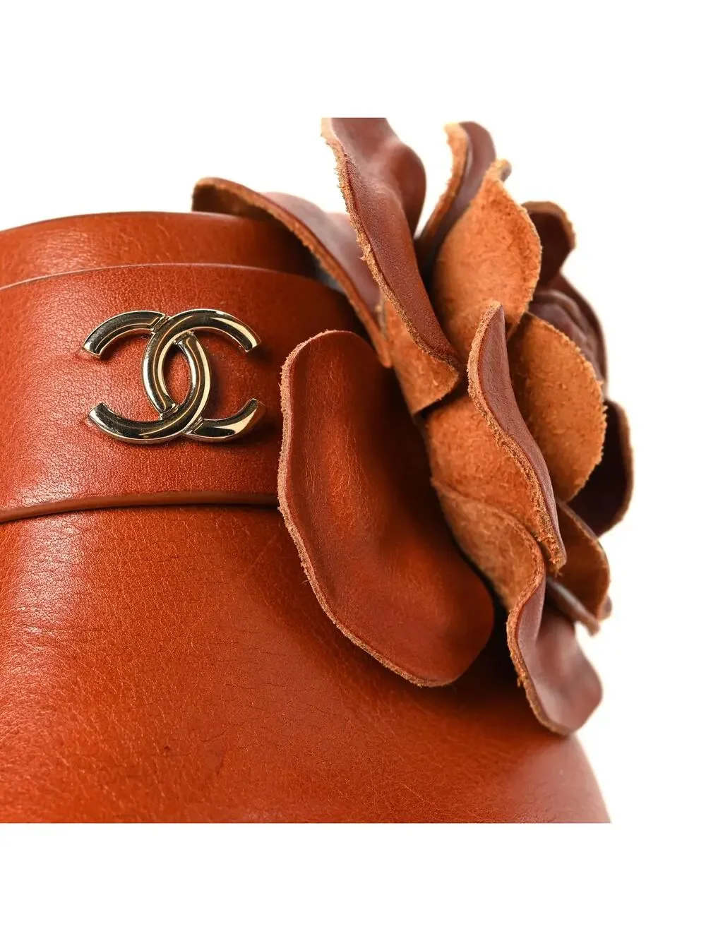 Chanel Calfskin Camellia Clogs 36 Brown #339645C82B